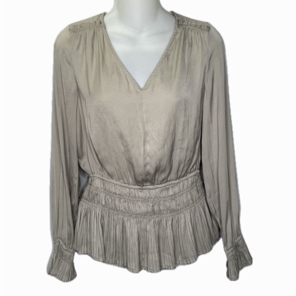 2/$25💥 Catherine Malandrino Elegant Women's Beige Blouse Sz S Bin L